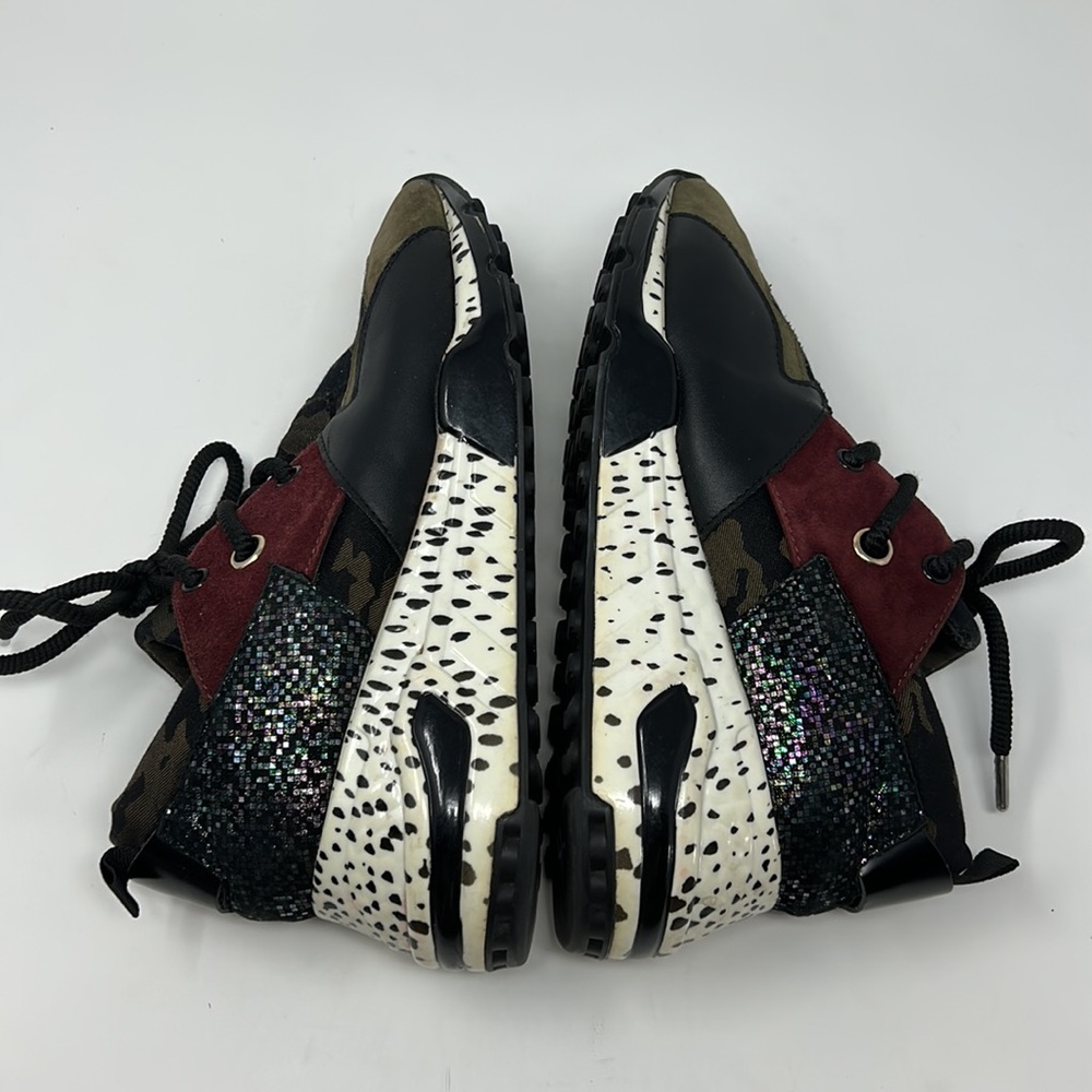Steve Madden Green Camouflage Burgundy White Black Wedge Sneakers Size 8.5 - Picture 7 of 10